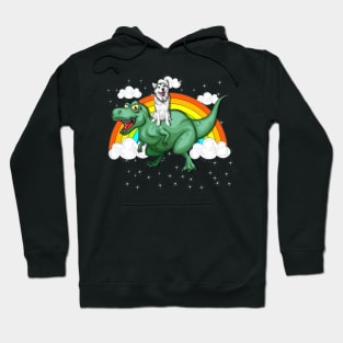 T Rex Dinosaur Riding Siberian Husky Hoodie